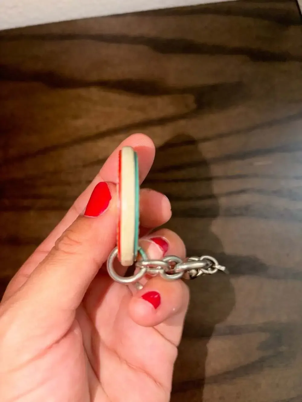 Coach Letter 'O' Two-Tone Leather Bag Charm Keychain